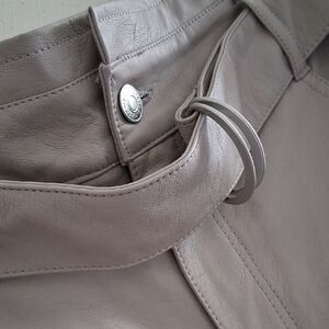 Forever 21 Taupe Faux Leather Belted Pants